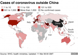 global map on coronavirus spread